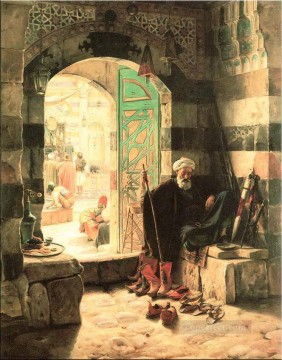  orientalista Pintura al %C3%B3leo - Guardián de la Mezquita Gustav Bauernfeind Judío Orientalista